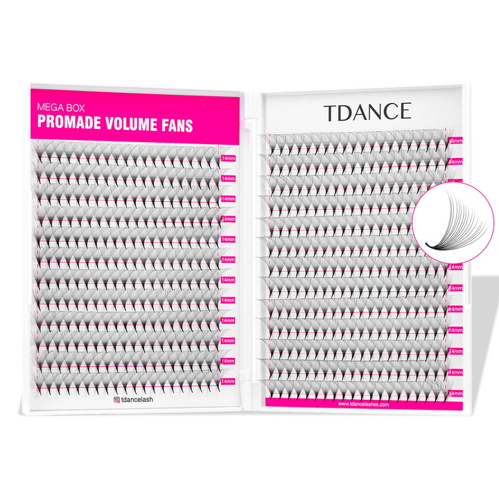 16D Promade Pointy Base Volume Eyelash Extensions 500 Fans TDANCE 1
