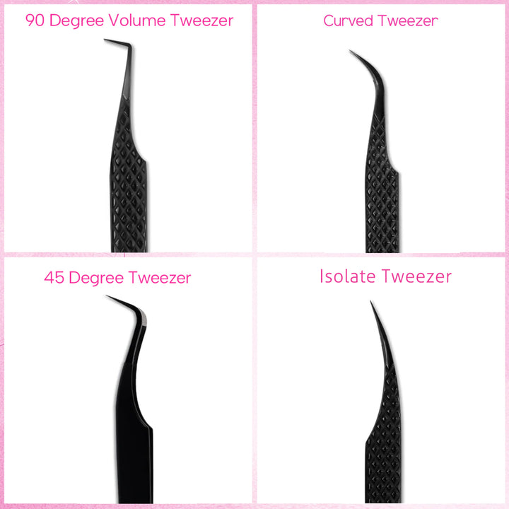 Black Professional Eyelash Extensions Tweezers Kit UK
