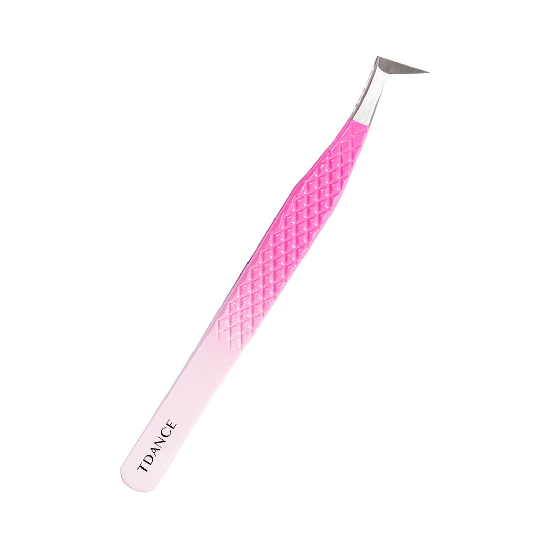 TO-01 Ombre Pink-White Tweezers For Eyelash Extension TDANCE