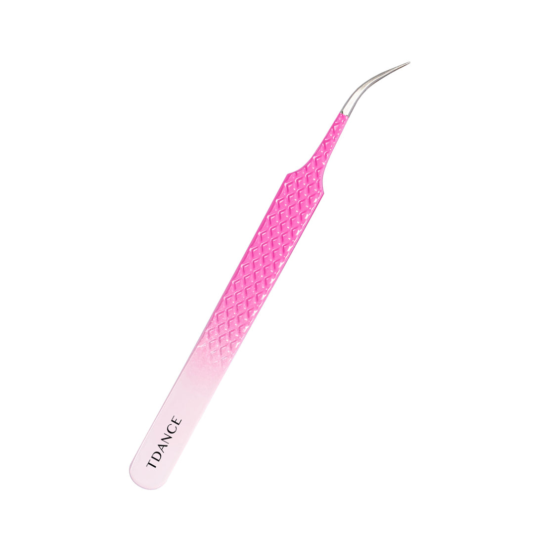 TO-02 Ombre Pink-White Tweezers For Eyelash Extension TDANCE
