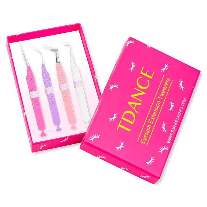 Heart-shaped Professional Eyelash Extensions Tweezers Kit UK TDANCE