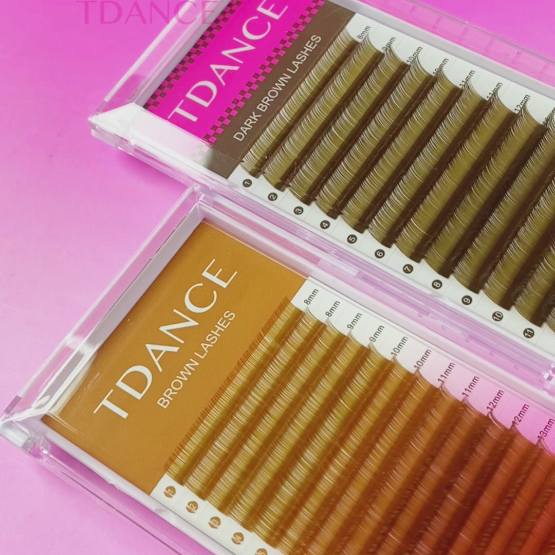 Pestañas voluminosas premium de 16 filas en marrón oscuro (Reino Unido)
